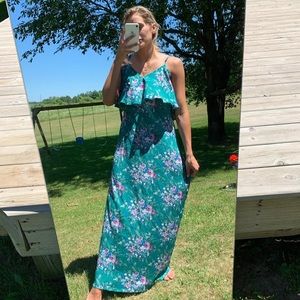 Spaghetti Strap Floral Summer Maxi Dress - S